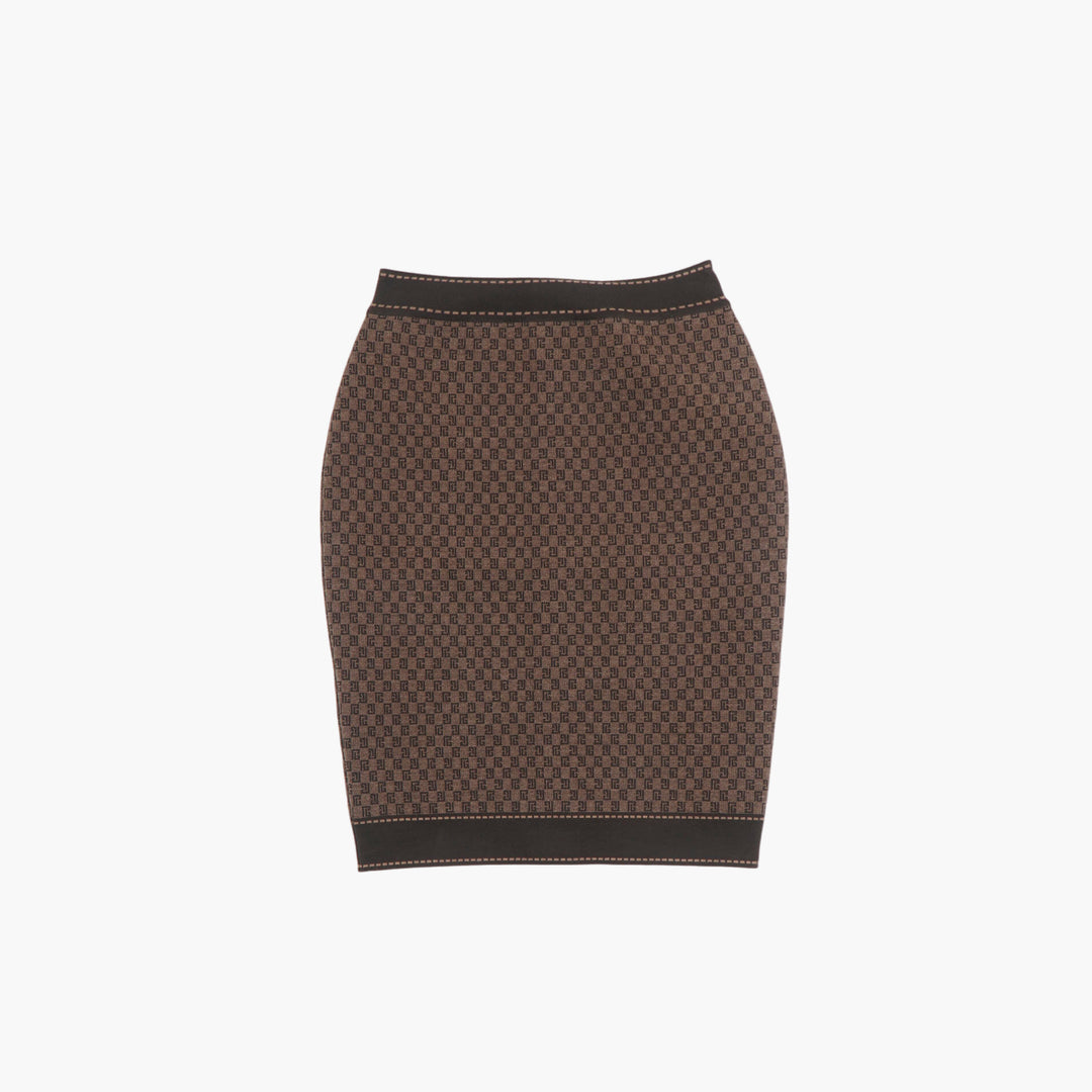 BALMAIN Elegant Marrone Skirt with Intricate Pattern - Luxury Women's Fashion