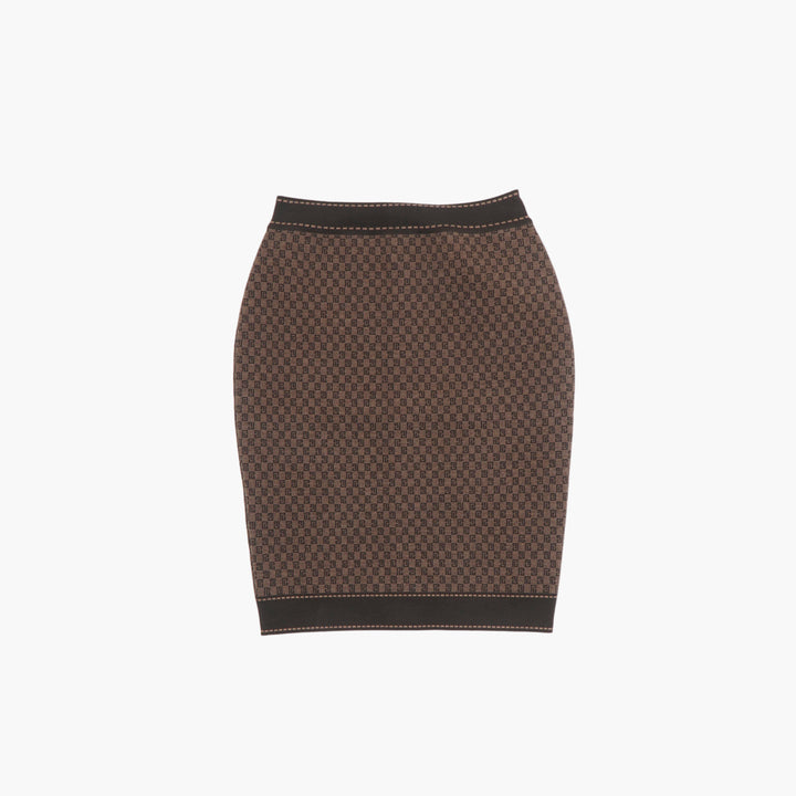 BALMAIN Elegant Marrone Skirt with Intricate Pattern - Luxury Women's Fashion