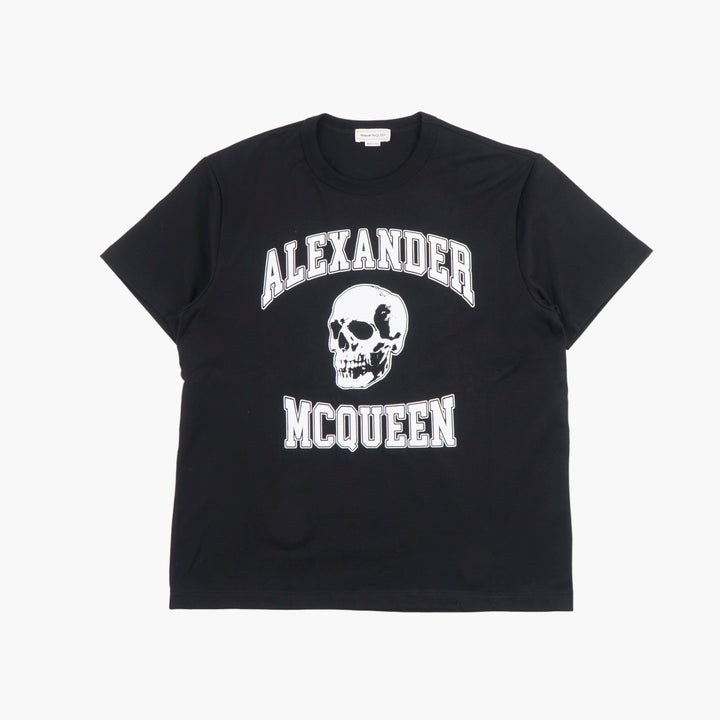 ALEXANDER MCQUEEN T-shirt nera con motivo teschio - Made in Italy