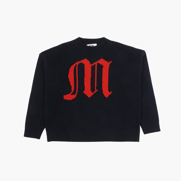 MSGM Navy-Red Sweater with Striking Red 'M' Design