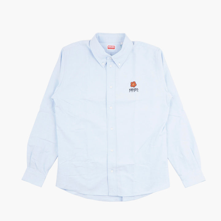 KENZO Light Blue-Multi Button-Up Shirt with Iconic Emblem