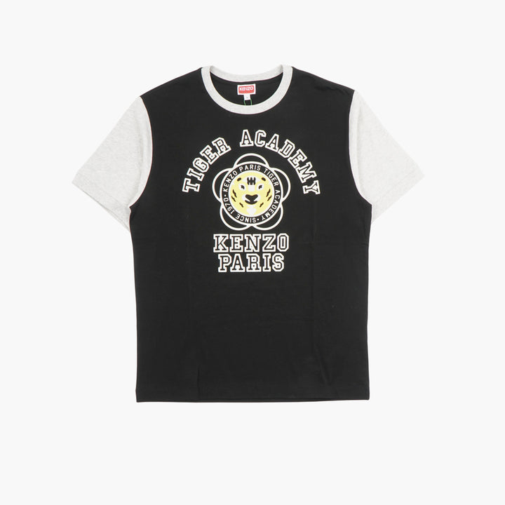 T-shirt Kenzo Tiger Academy - Design a blocchi di colore nero-multicolore