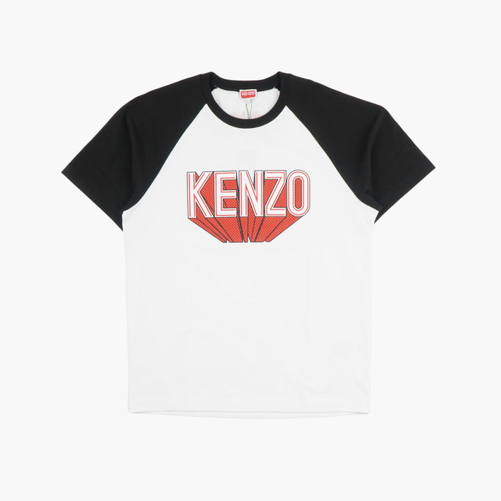 T-shirt Kenzo con logo iconico e maniche a contrasto - Bianco Multi