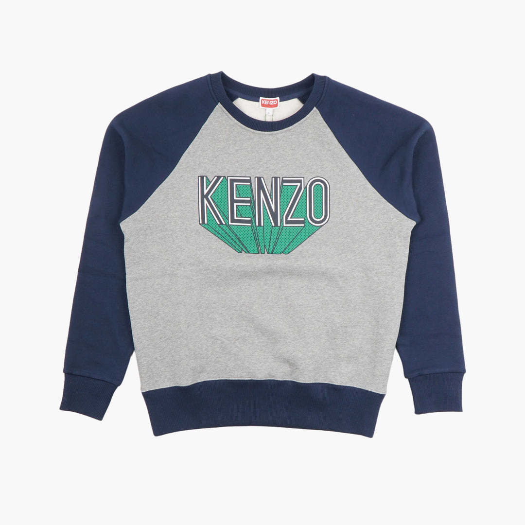 Felpa da uomo KENZO blu navy-multicolore con logo in grassetto