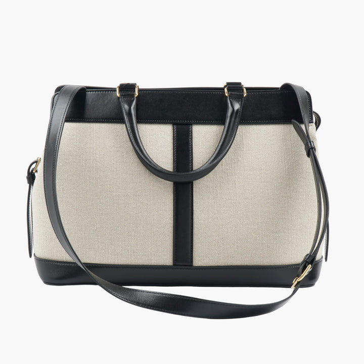 Céline Tote Bag – Luxurious Ivory-Black Canvas and Leather Handbag Made in Italy