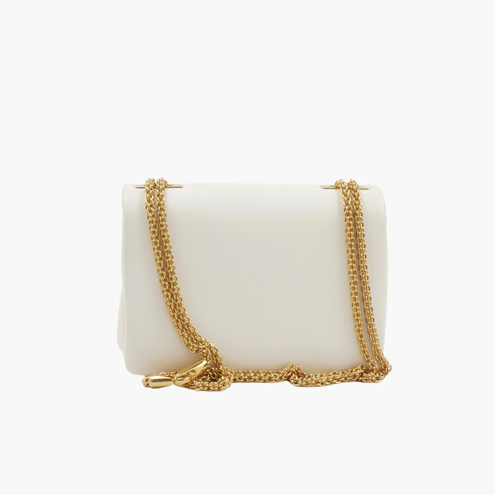 Valentino White-Gold Handbag with Square-Shaped Gold Clasp