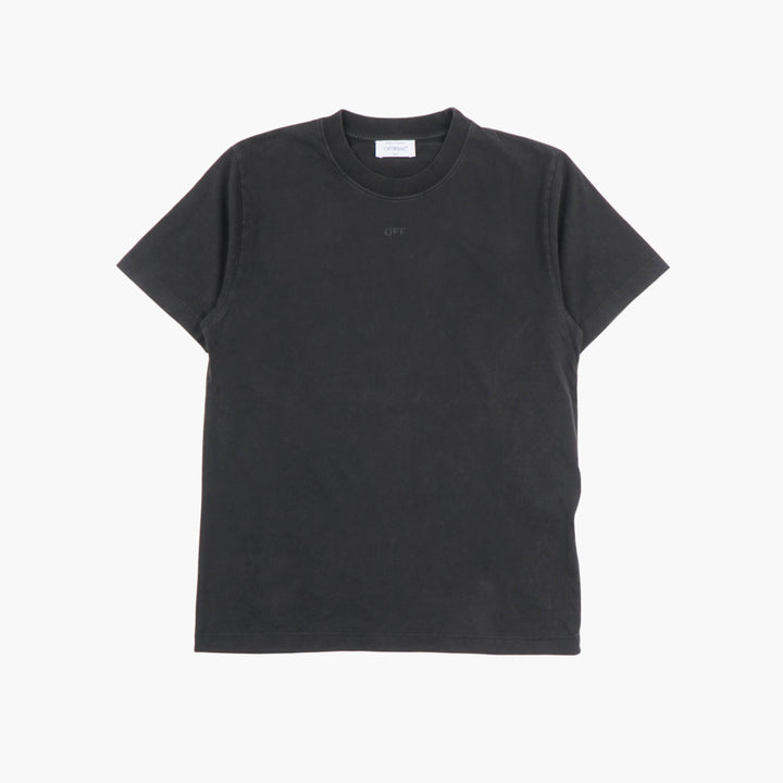 T-shirt classica nera Off-White con design minimalista - Tessuto di alta qualità