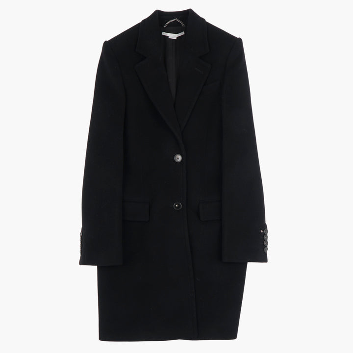 Stella McCartney Elegant Black Coat with Tailored Fit and Classic Lapel Collar