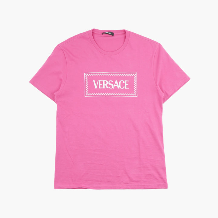 Versace Women's Fuchsia-White Logo T-Shirt Made in Italy