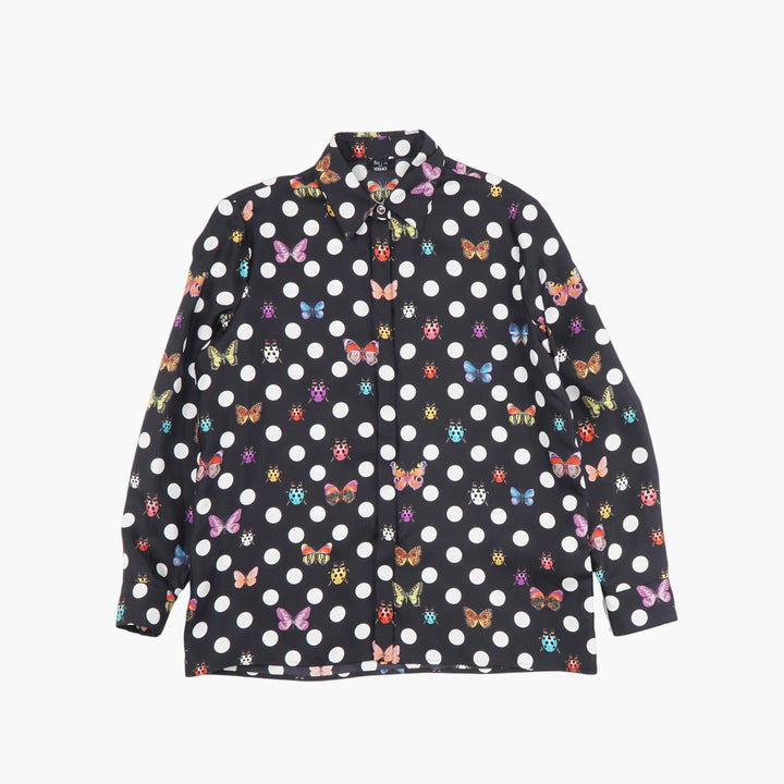 Camicia VERSACE con stampa a pois e farfalle - Nero Multi