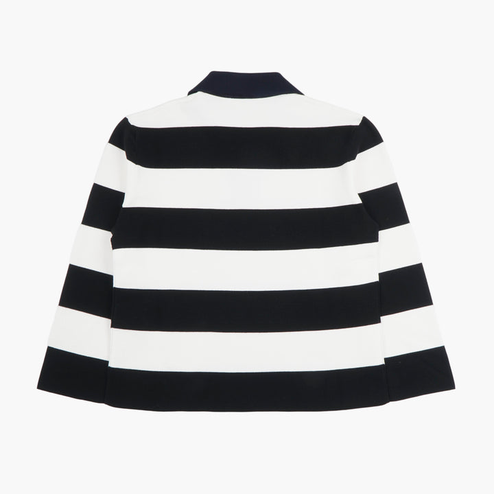 MONCLER Striped Polo Shirt – Navy & White