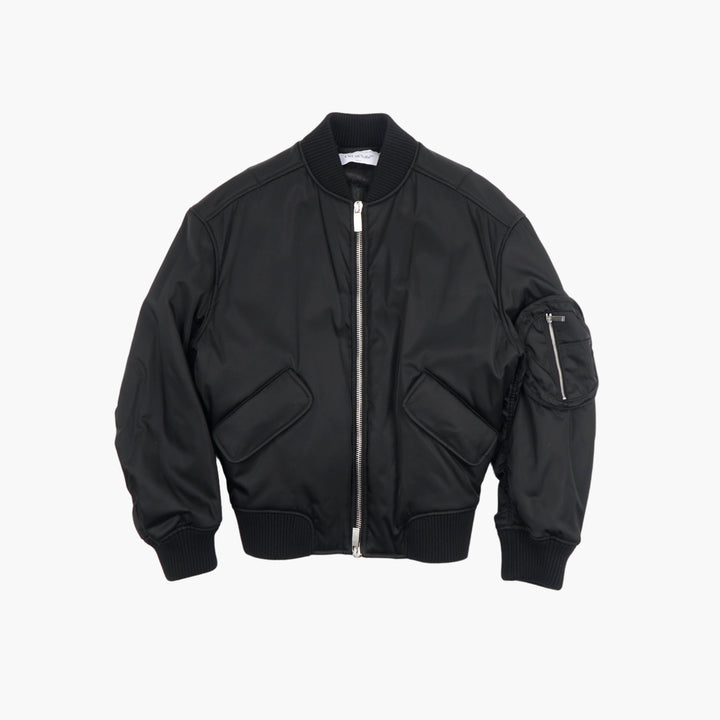 OFF-WHITE Black Bomber Jacket with Multiple Pockets