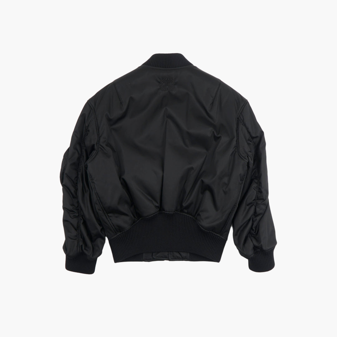 OFF-WHITE Black Bomber Jacket with Multiple Pockets