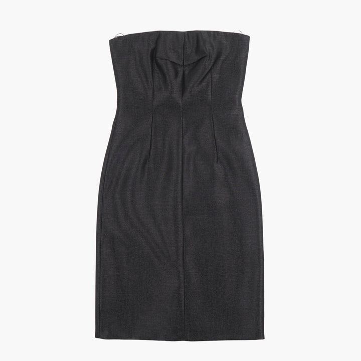 MAX MARA Strapless Tailored Dress in Charcoal Nero