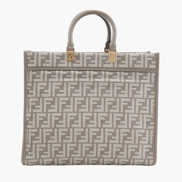 FENDI Borsa tote di lusso grigio-bianca con motivo iconico, realizzata in Italia