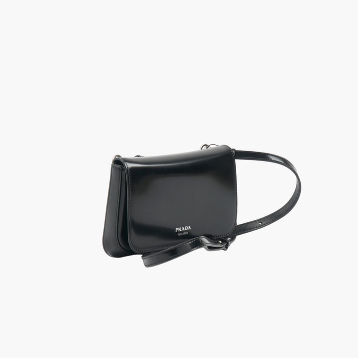 Prada Black Leather Crossbody Bag, Adjustable Strap