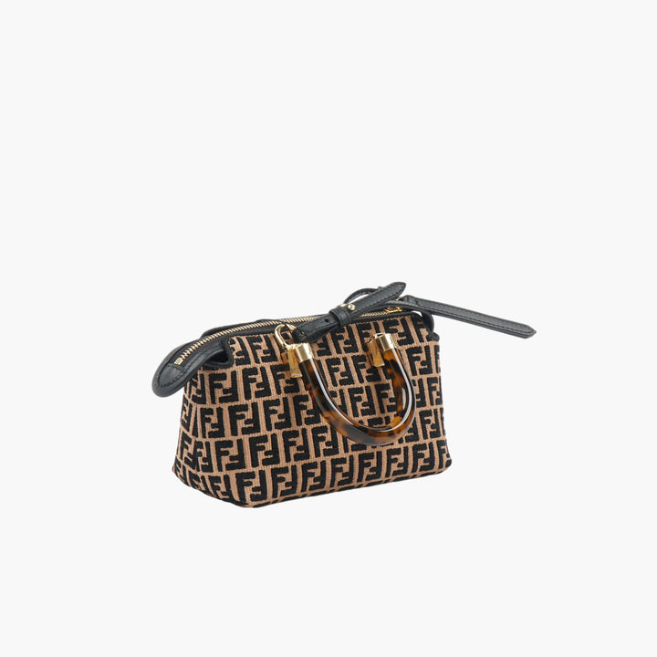 FENDI Beige-Black Iconic Monogram Bag with Tortoiseshell Handle