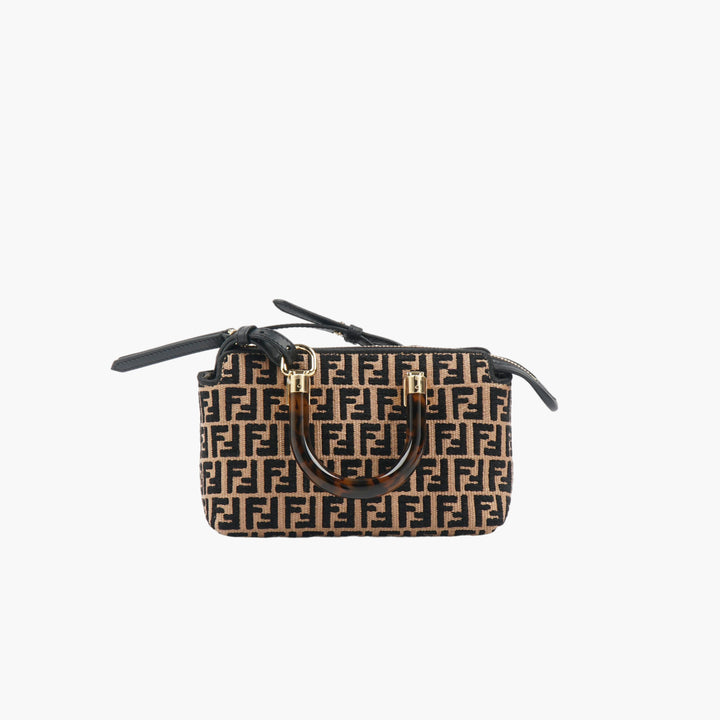 FENDI Beige-Black Iconic Monogram Bag with Tortoiseshell Handle