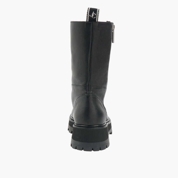 JIMMY CHOO Nero Black Leather Boots with Non-Slip Sole and Side Zipper