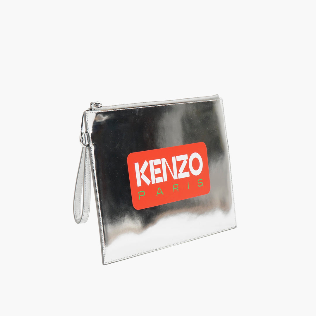 Borsa a mano KENZO in argento metallizzato con logo