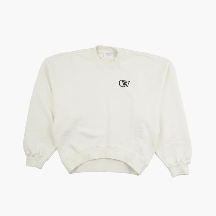 OFF-WHITE Ivory-Black Monochrome Sweatshirt with Iconic OW Logo