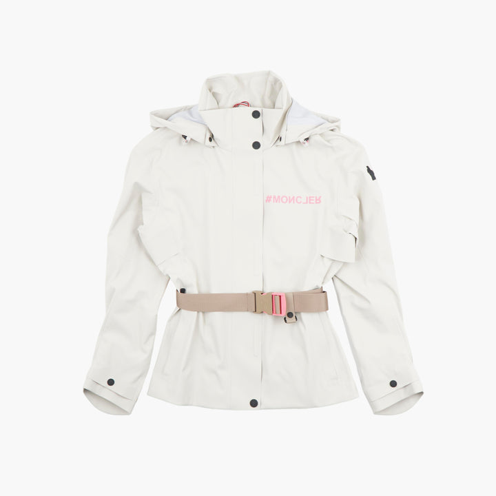 MONCLER Women's Belted Hooded Jacket in Beige-Multi