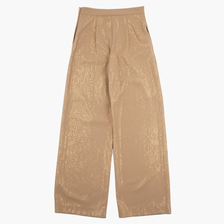 Max Mara Elegant Shimmering High-Waisted Trousers in Marrone