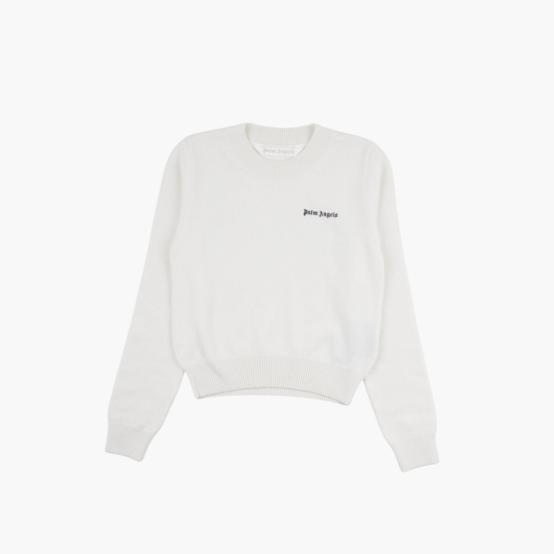 Palm Angels White Logo Embroidered Sweater