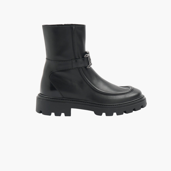 TOD'S Black Leather Boots with Stylish Buckle Detail