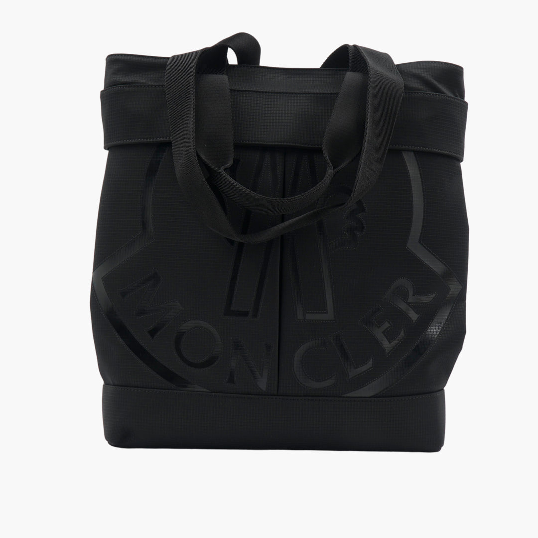 MONCLER Black Tote Bag with Iconic Embossed Logo