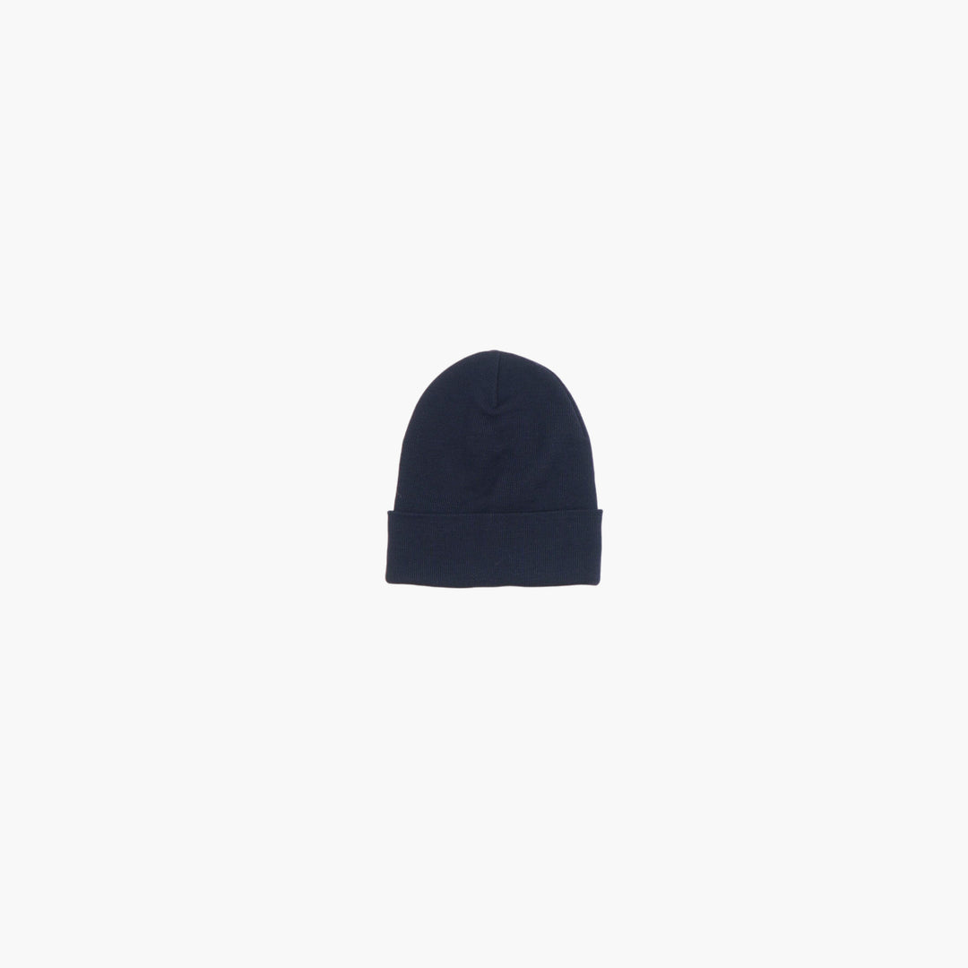 Cappello in lana blu navy Moncler con logo iconico