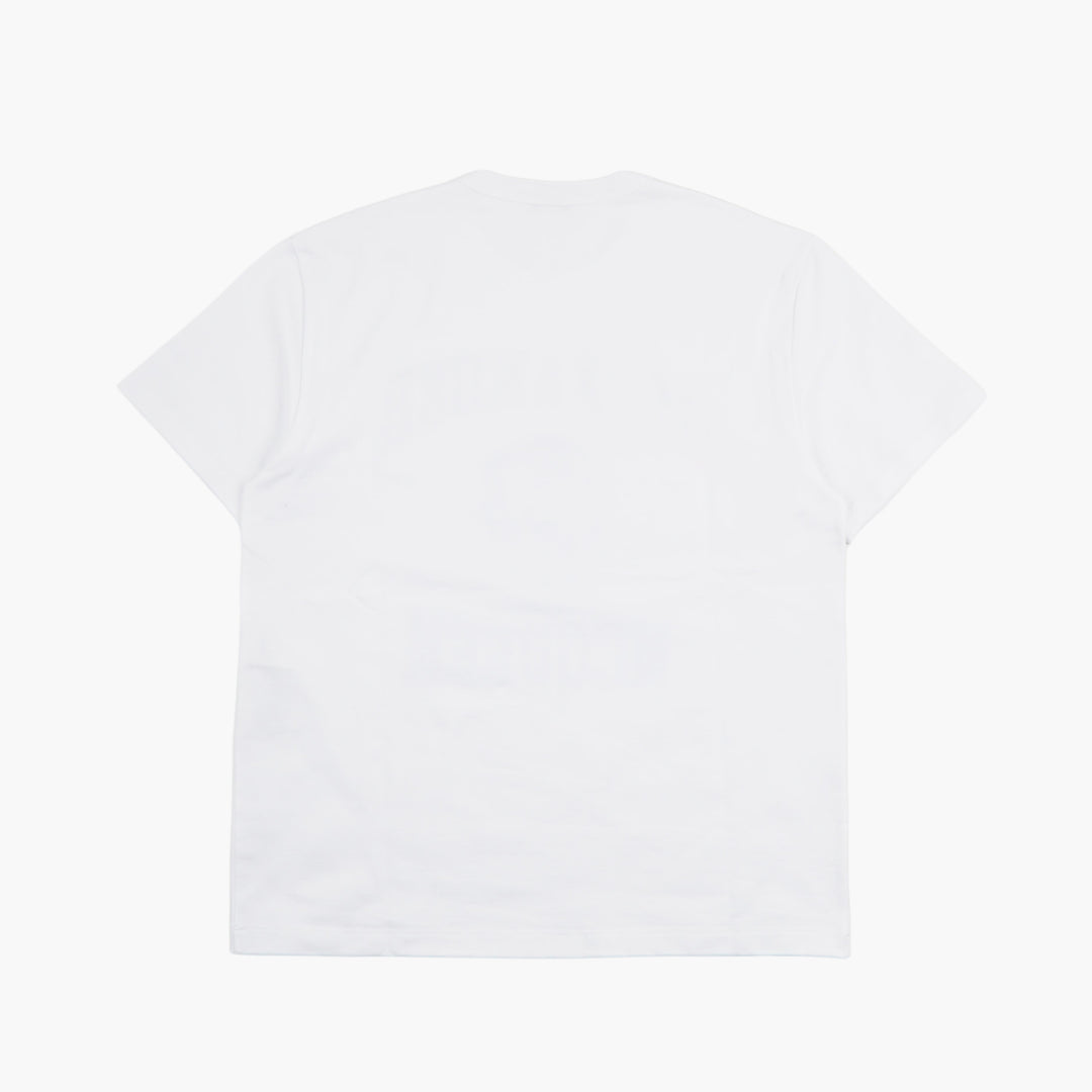 T-shirt con stampa teschio grafico Alexander McQueen in bianco-blu, realizzata in Italia