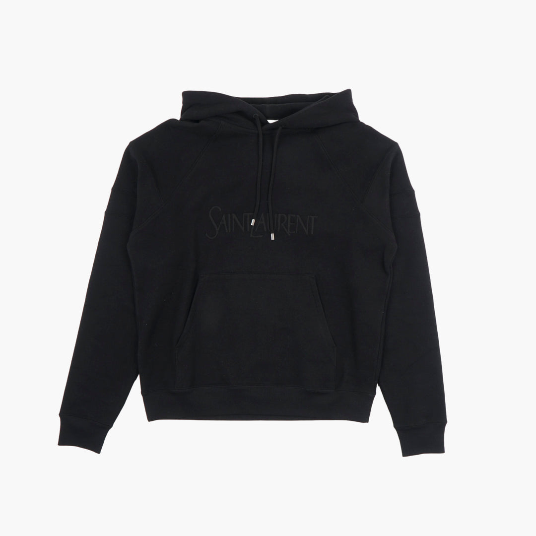 SAINT LAURENT Made in Italy Black Hoodie with Iconic Logo