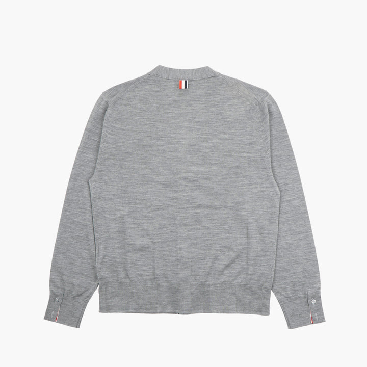 Thom Browne Grey Cardigan with Tricolor Detailing