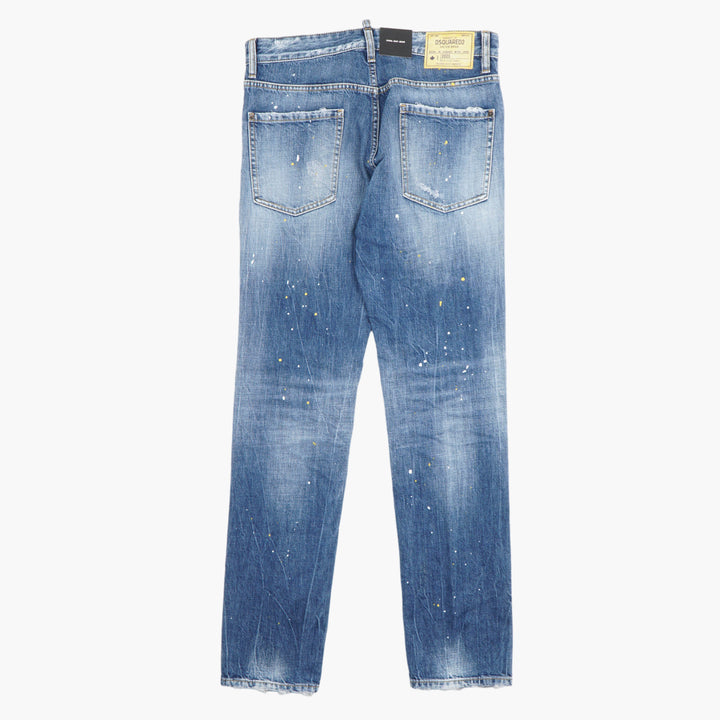 DSQUARED2 Men's Patchwork Distressed Slim Fit Jeans in Blue Denim