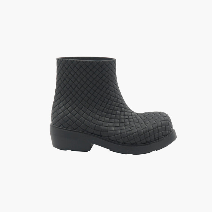 Bottega Veneta Nero Woven Design Luxury Boots - Made in Italy