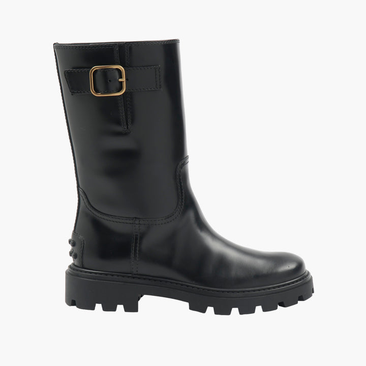 TOD'S Black Leather Boots with Buckle Detail - Elegant and Durable Footwear