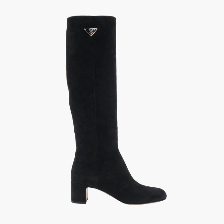 PRADA Knee-High Black Suede Boots - Luxury Italian Fashion Footwear