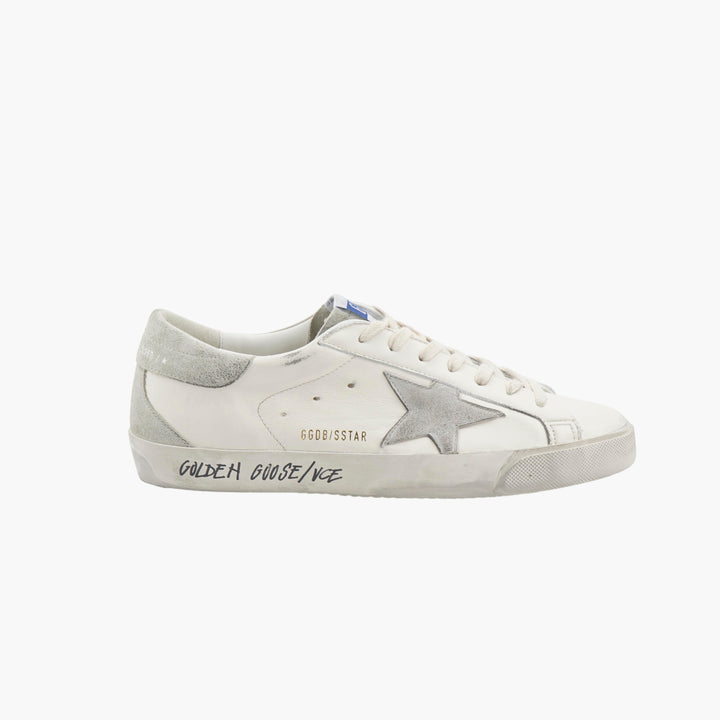 Golden Goose Sneakers White-Grey with Distressed Aesthetic Made in Italy