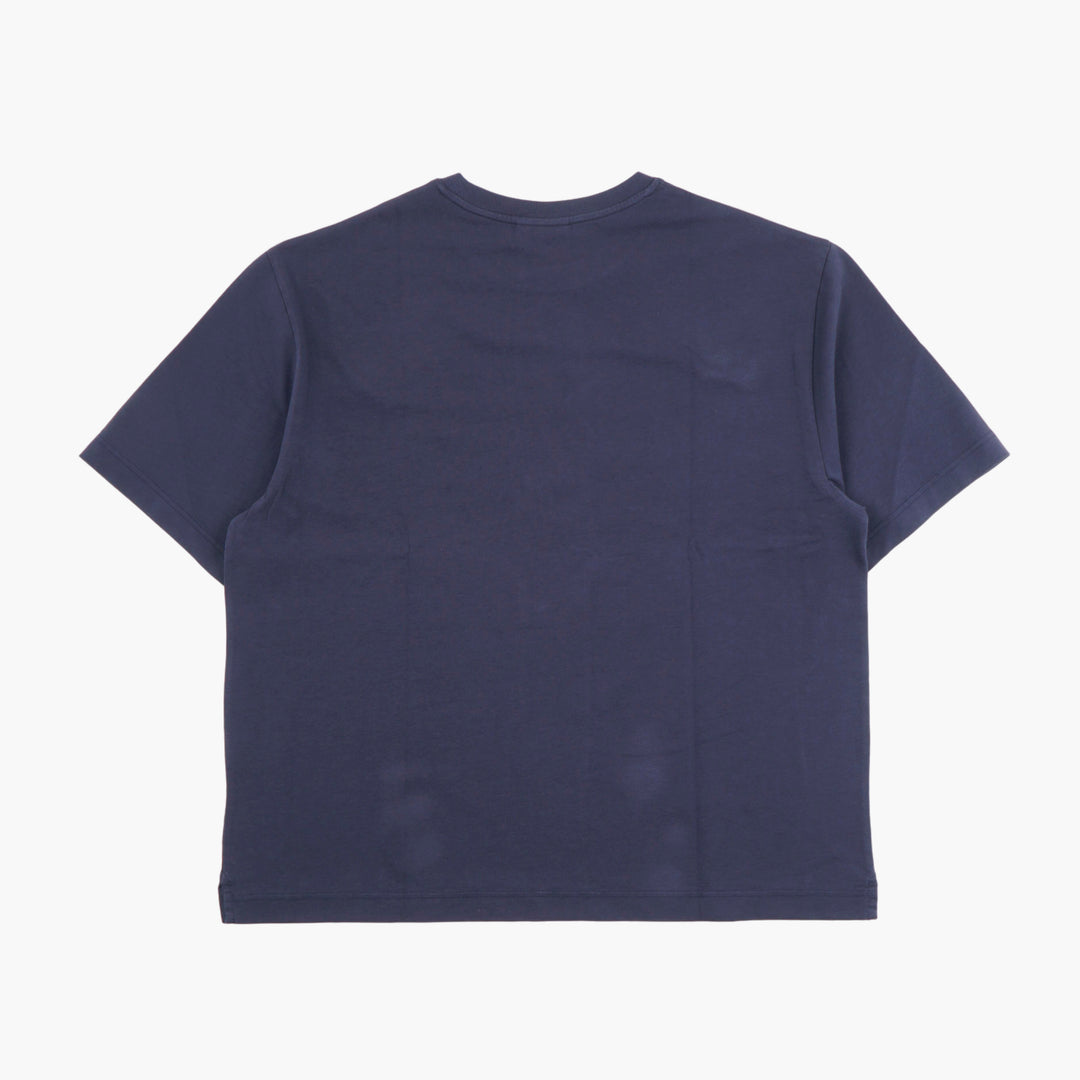 MAISON KITSUNE T-shirt in cotone blu navy con grafica emblema