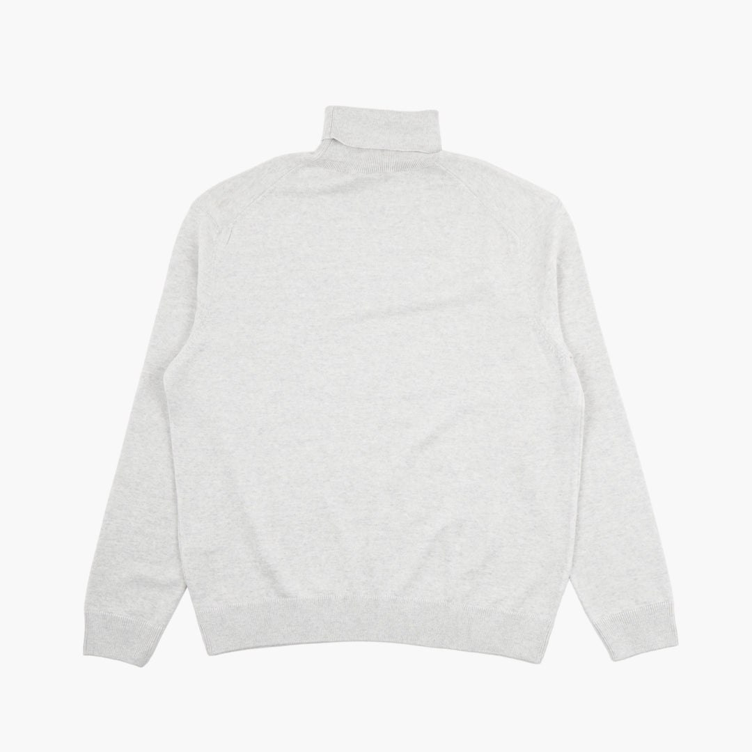 MAISON KITSUNE Turtleneck Sweater with Embroidered Fox Logo in Light Grey