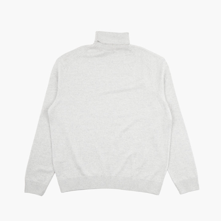 MAISON KITSUNE Turtleneck Sweater with Embroidered Fox Logo in Light Grey