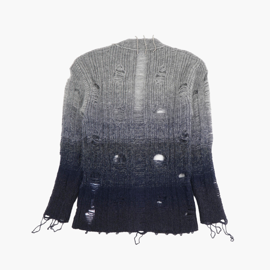 OFF-WHITE Gradient Knit Cardigan in Grey-Navy