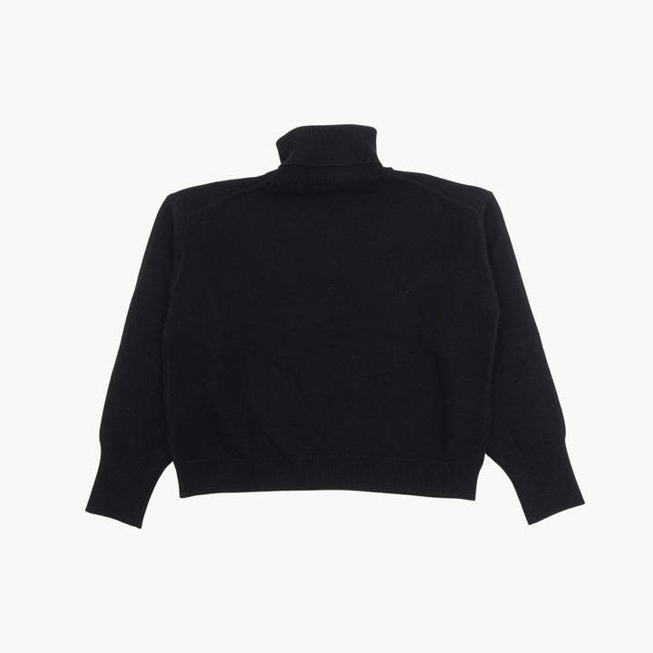 KENZO Black Turtleneck Sweater with Floral Embroidery