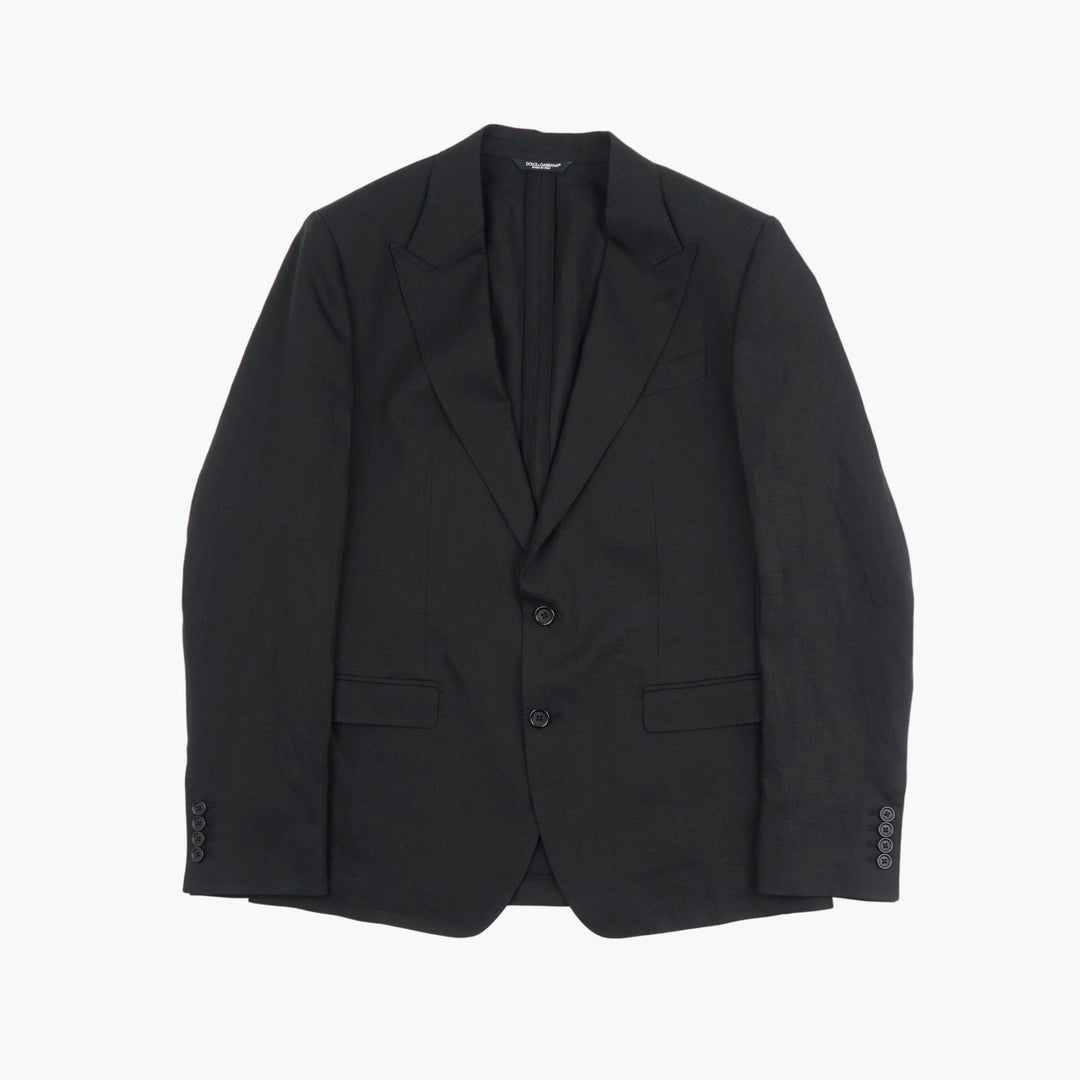 Dolce & Gabbana Men's Nero Blazer – Made in Italy, Classic Elegance with Notched Lapel and Double-Button Closure