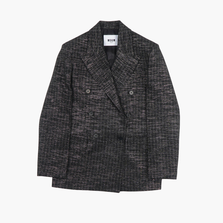 MSGM Double-Breasted Blazer - Nero Textured Elegance