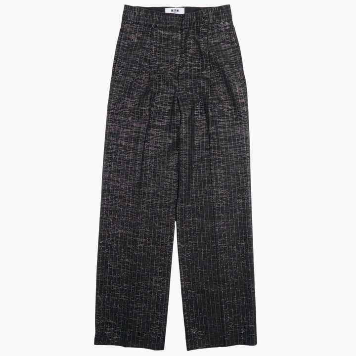 MSGM Women's Textured Check Wide-Leg Pants