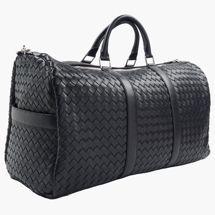 Bottega Veneta Leather Bag with Intrecciato Weave in Navy Blue