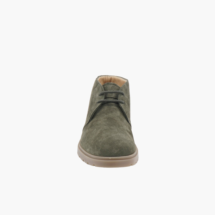 TOD'S Olive-Green Suede Ankle Boots with Rubber Sole