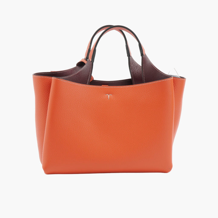 Tod's Women's Elegant Orange Leather Handbag with Signature T-logo